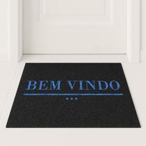 Tapete Capacho Bem Vindo Azul 60x40 - Preto
