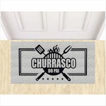 Tapete capacho churrasco do pai 80x40 prata para decoração. Tapete capacho churrasco do pai 80x40 prata para decoração.