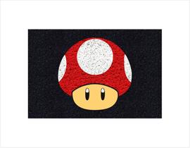 Tapete Capacho Cogumelo Mario 60x40 - Preto