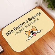 Tapete Capacho Creme Bagunça A Culpa é do Cachorro 34x60cm Tapete Capacho Creme Bagunça A Culpa é do Cachorro 34x60cm