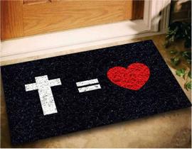 Tapete Capacho Cruz = Coração 60X40 Para Entrada Casa Lar Tapete Capacho Cruz = Coração 60X40 Para Entrada Casa Lar
