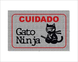 Tapete Capacho Cuidado Gato Ninja