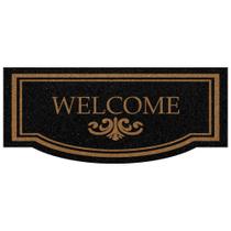 Tapete Capacho de Entrada Premium 30cm x 70cm Modelos Kapazi Cor:Welcome Preto