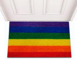 Tapete Capacho De Porta Decorativo Bandeira Lgbtq Arco Iris