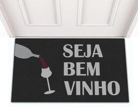 Tapete Capacho de Porta Entrada Decorativo Divertido Bebida Seja Bem Vinho 70x40