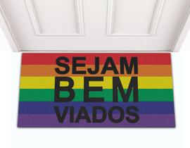 Tapete Capacho de Porta Entrada Decorativo Divertido LGBT Sejam Bem Viados 60x30