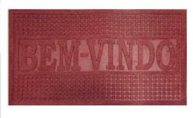 Tapete Capacho De Veludo Emborrachado Retangular Bem Vindo 75x45cm