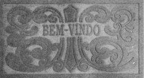Tapete Capacho De Veludo Emborrachado Retangular Bem Vindo Arabesco 75x45cm