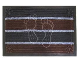 Tapete Capacho De Veludo Emborrachado Retangular Listras Pezinho 60x40cm