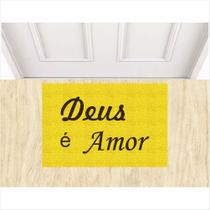 Tapete Capacho Decoração Deus é Amor 60X40 cm Amarelo. Tapete Capacho Decoração Deus é Amor 60X40 cm Amarelo.