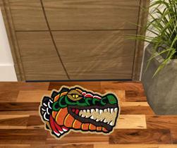 Tapete capacho decorativo crocodilo, jacaré no formato, decoração para quarto, porta, sala, cozinhas.