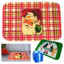 Tapete Capacho Decorativo De Porta Para Natal Barato Xadrez Noel