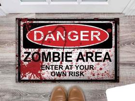 Tapete Capacho Decorativo Entrada Porta Sala Danger, zombie area