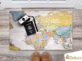 Tapete Capacho Decorativo Entrada Porta Sala Mapa Mundi