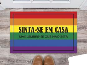 Tapete Capacho Decorativo Entrada Porta Sala Sinta-se em casa, mas lembre-se que não está Amarelo