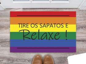 Tapete Capacho Decorativo Entrada Porta Sala Tire os sapatos e relaxe Colorido Tapete Capacho Decorativo Entrada Porta Sala Tire os sapatos e relaxe Colorido