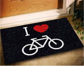 Tapete Capacho Decorativo I Love Bike 60x40 Entrada Porta