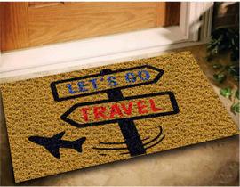 Tapete Capacho Decorativo Lets Go Travel 60X40 Viagem Casa