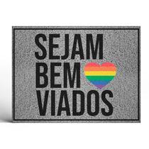 Tapete Capacho Decorativo Sejam Bem Viados Coração