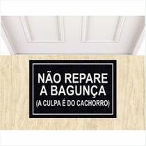 Tapete Capacho Divertido Não Repare Na Bagunça Preto e Prata Tapete Capacho Divertido Não Repare Na Bagunça Preto e Prata