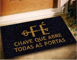 Tapete Capacho Fe Chave Abre Todas Portas 60X40 Decorativo Tapete Capacho Fe Chave Abre Todas Portas 60X40 Decorativo