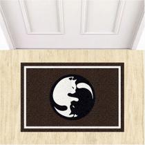 Tapete Capacho Gato Pets Yin Yan Lua e Sol 60X40 cm Marrom