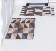 Tapete Capacho Jacquard 2 Pçs Geométrico Antiderrapante Emborrachado Para Porta