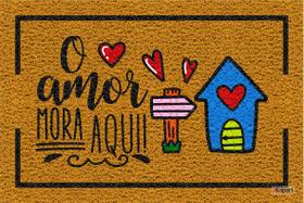 Tapete Capacho O Amor Mora Aqui 60X40 Tapete Capacho O Amor Mora Aqui 60X40