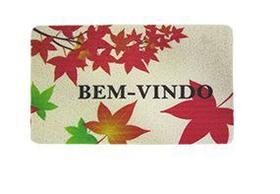 Tapete capacho para porta de entrada retangular vinílico estampado bem vindo 60x40cm