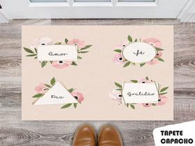 Tapete Capacho Personalizado Amor Fé Paz Gratidão Floral Tapete Capacho Personalizado Amor Fé Paz Gratidão Floral