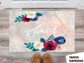 Tapete Capacho Personalizado Amor Floral Lateral Tapete Capacho Personalizado Amor Floral Lateral