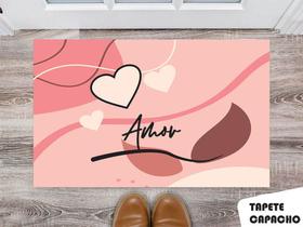 Tapete Capacho Personalizado Amor Love Tons Rosa