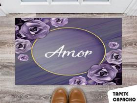 Tapete Capacho Personalizado Amor Roxo Floral Tapete Capacho Personalizado Amor Roxo Floral