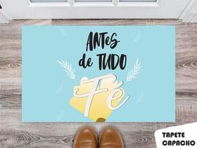 Tapete Capacho Personalizado Antes de Tudo Fé Fundo Azul