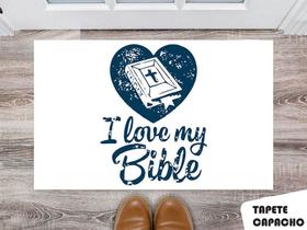 Tapete Capacho Personalizado Biblia I Love My Bible Azul