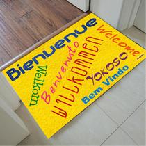 Tapete Capacho Personalizado - Bienvenue amarelo - 60x40