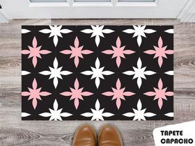 Tapete Capacho Personalizado Branco Rosa e Preto Tapete Capacho Personalizado Branco Rosa e Preto