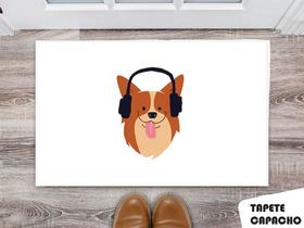 Tapete Capacho Personalizado Cachorro Ouvindo Musica - Criative Gifts