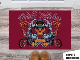 Tapete Capacho Personalizado Caveira Hell Rider