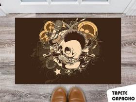 Tapete Capacho Personalizado Caveira Punk
