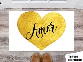 Tapete Capacho Personalizado Coração Dourado Amor Tapete Capacho Personalizado Coração Dourado Amor