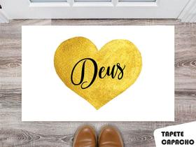 Tapete Capacho Personalizado Coração Dourado Deus Tapete Capacho Personalizado Coração Dourado Deus