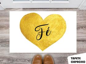 Tapete Capacho Personalizado Coração Dourado Fé Tapete Capacho Personalizado Coração Dourado Fé