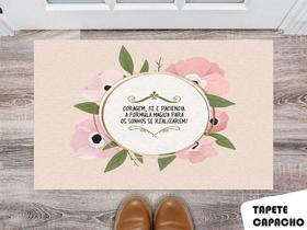 Tapete Capacho Personalizado Coragem Fé e Paciência Floral Tapete Capacho Personalizado Coragem Fé e Paciência Floral