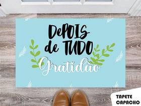Tapete Capacho Personalizado Depois de Tudo Gratidão Fundo Azul