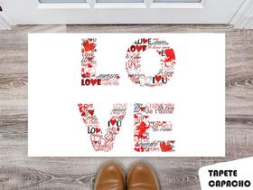 Tapete Capacho Personalizado Diversas Palavras de Amor em Formato Love