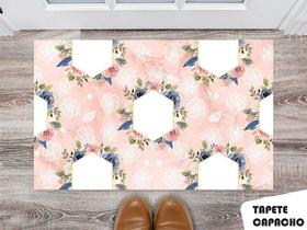 Tapete Capacho Personalizado Espelhos Florais com Fundo Rose Tapete Capacho Personalizado Espelhos Florais com Fundo Rose