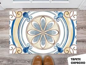 Tapete Capacho Personalizado Flor Bege Azulejo