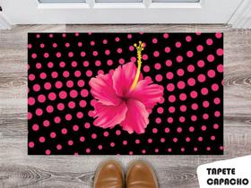 Tapete Capacho Personalizado Flor com Bolinhas Rosas