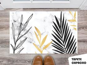 Tapete Capacho Personalizado Floral com Fundo Marmorizado Tapete Capacho Personalizado Floral com Fundo Marmorizado